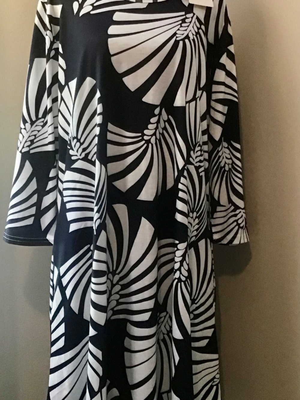 Camisa, Long Sleeve Swing Dress, Size X-Large, Blue & White print